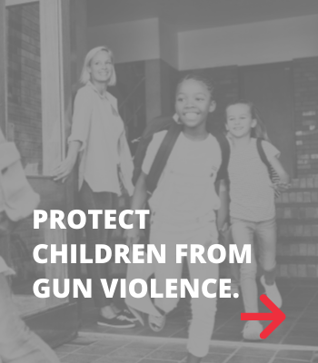 photo of child and their teacher with the title Protect children from gun violence