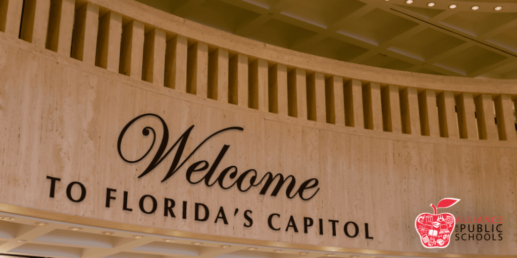photo of sign in FL Capitol that says Welcome to the Florida Capitol