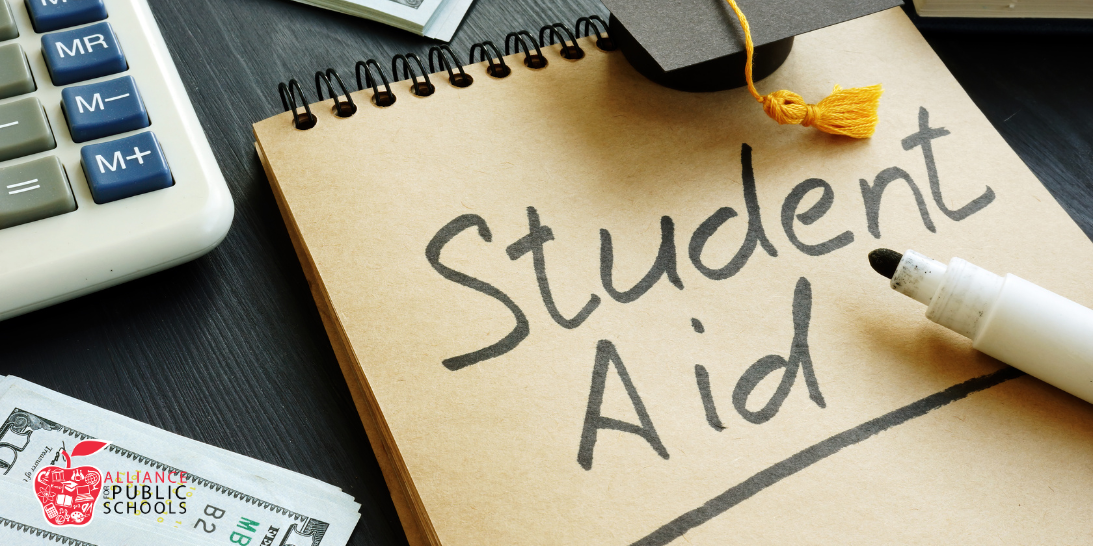 photo of notebook with student aid