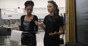 photo of the author, Breanna, and Nerissa from Chamberlain HS